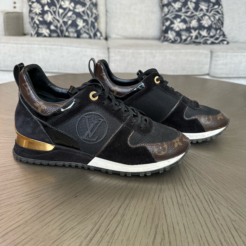 LV Louis Vuitton Run Away Sneakers in Black, 37.5 (US 7.5)